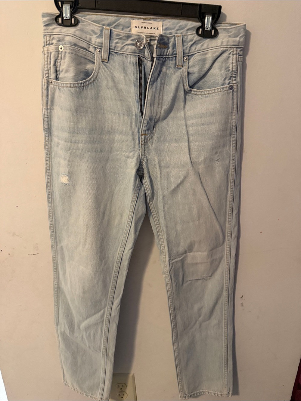 SLVRLAKE Men's Pale Blue Slim Straight Jeans